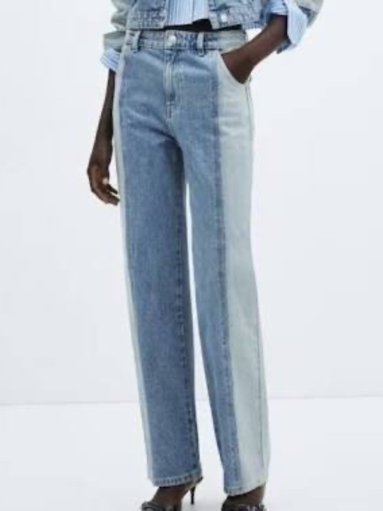 Mango Denim - Mango MNG New 2-Tone Straight Mid Waist Regular Fit Jeans - size 2 - NWT
